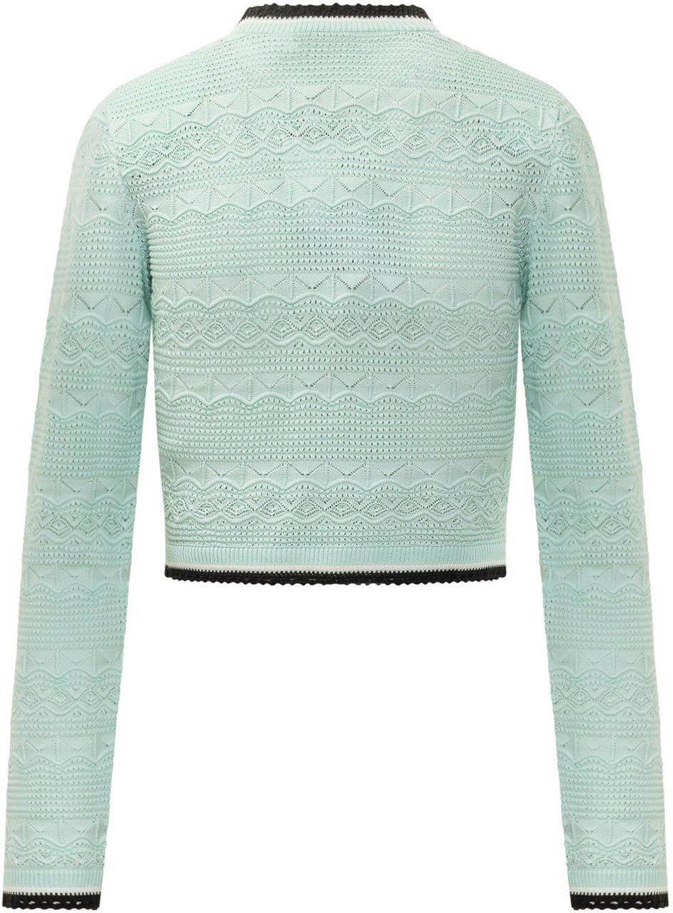Self-Portrait Cardigan Pointelle con Tasche Lime