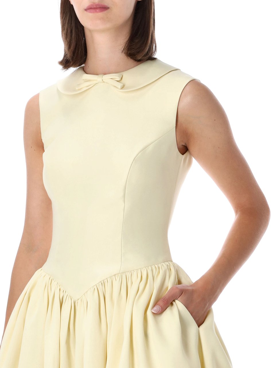 Self-Portrait Taffeta Collared Midi Dress Giallo Geel