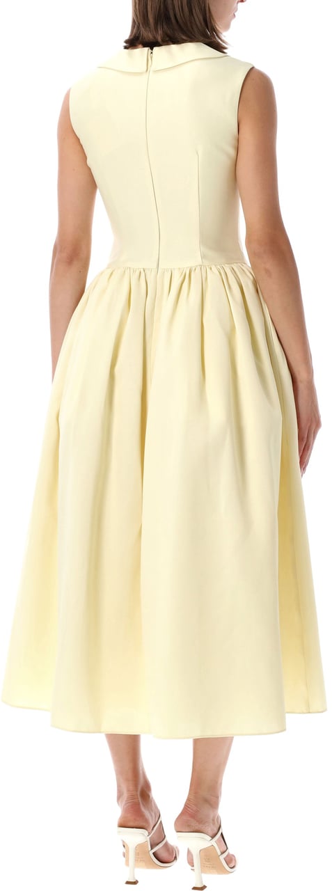 Self-Portrait Taffeta Collared Midi Dress Giallo Geel