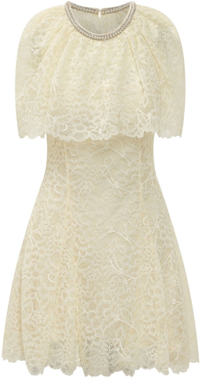 Self-Portrait Mini Abito in Pizzo con Mantella Wit