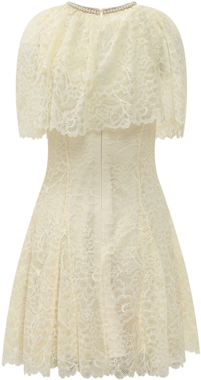 Self-Portrait Mini Abito in Pizzo con Mantella Wit