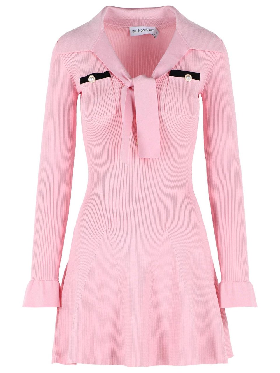 Self-Portrait Viscose Knit Mini Dress With Pink Laces Roze