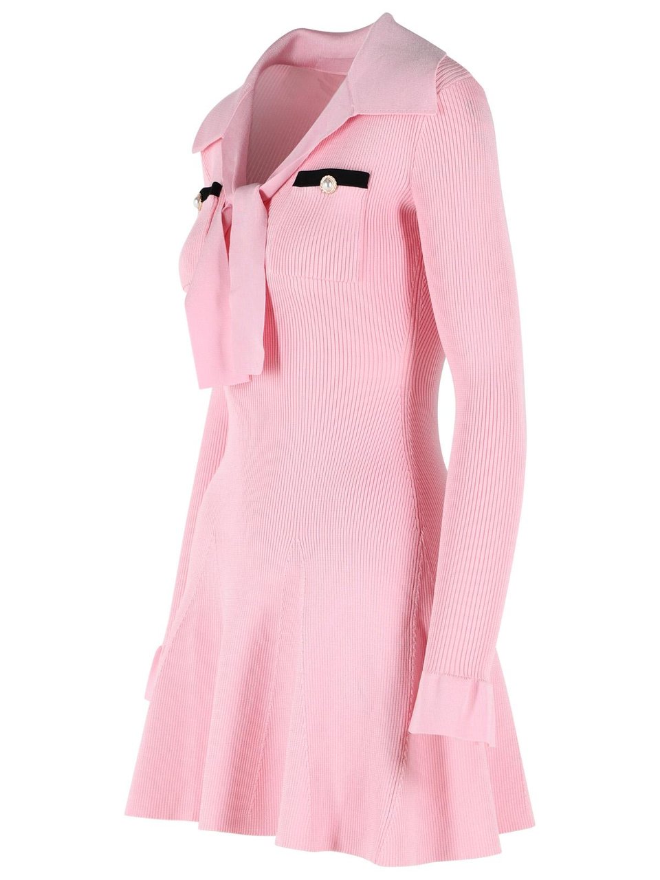 Self-Portrait Viscose Knit Mini Dress With Pink Laces Roze