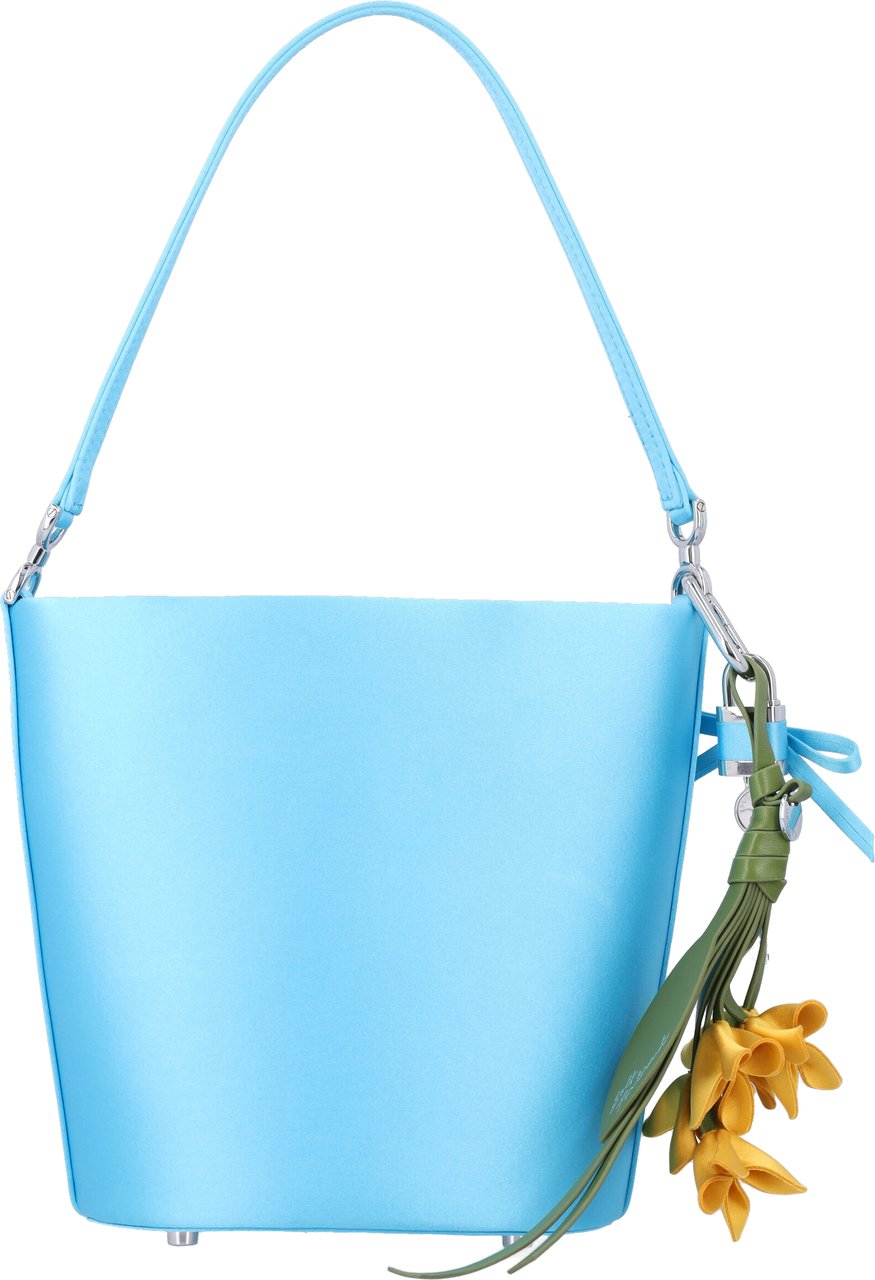 Self-Portrait Satin Bucket Bag Blue Lichtblauw