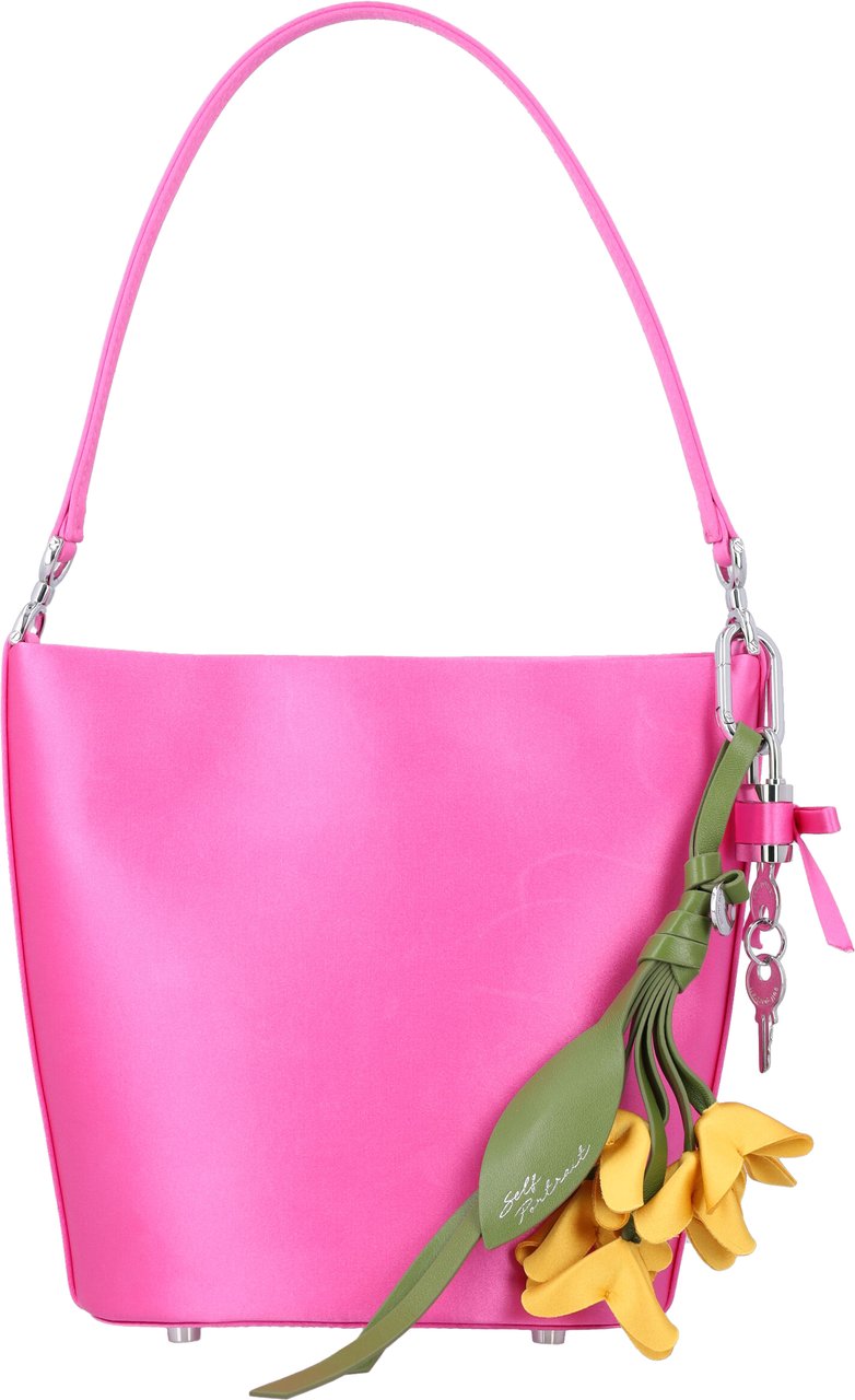 Self-Portrait Satin Bucket Bag Rosa Roze
