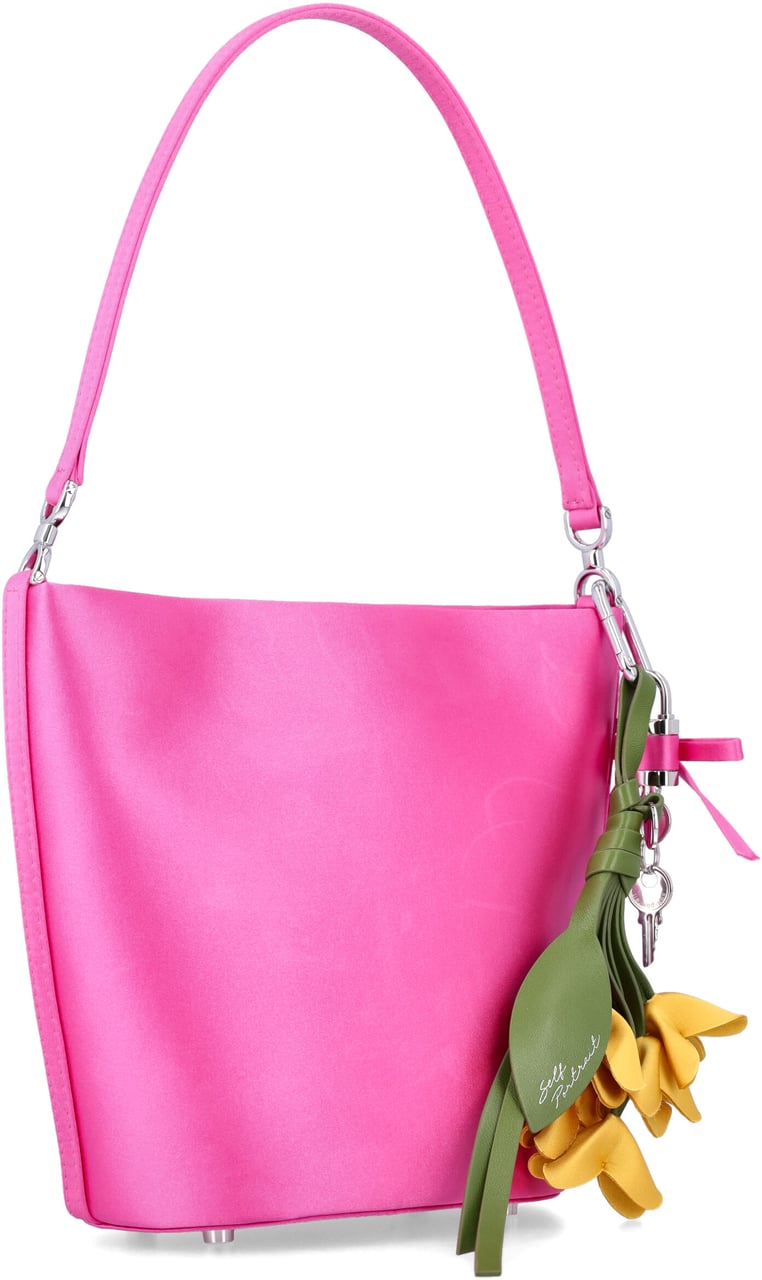Self-Portrait Satin Bucket Bag Rosa Roze