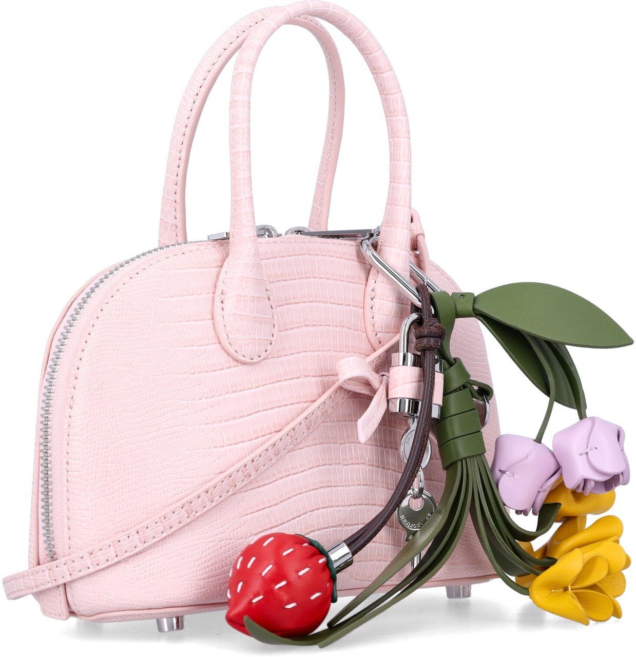 Self-Portrait Lizard Leather Toast Mini Bag Rosa Roze