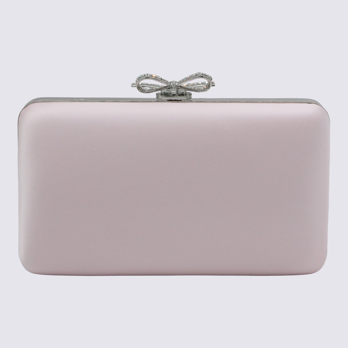Self-Portrait Rectangular Clutch With Bow-Shaped Clasp And Silver Chain Grijs