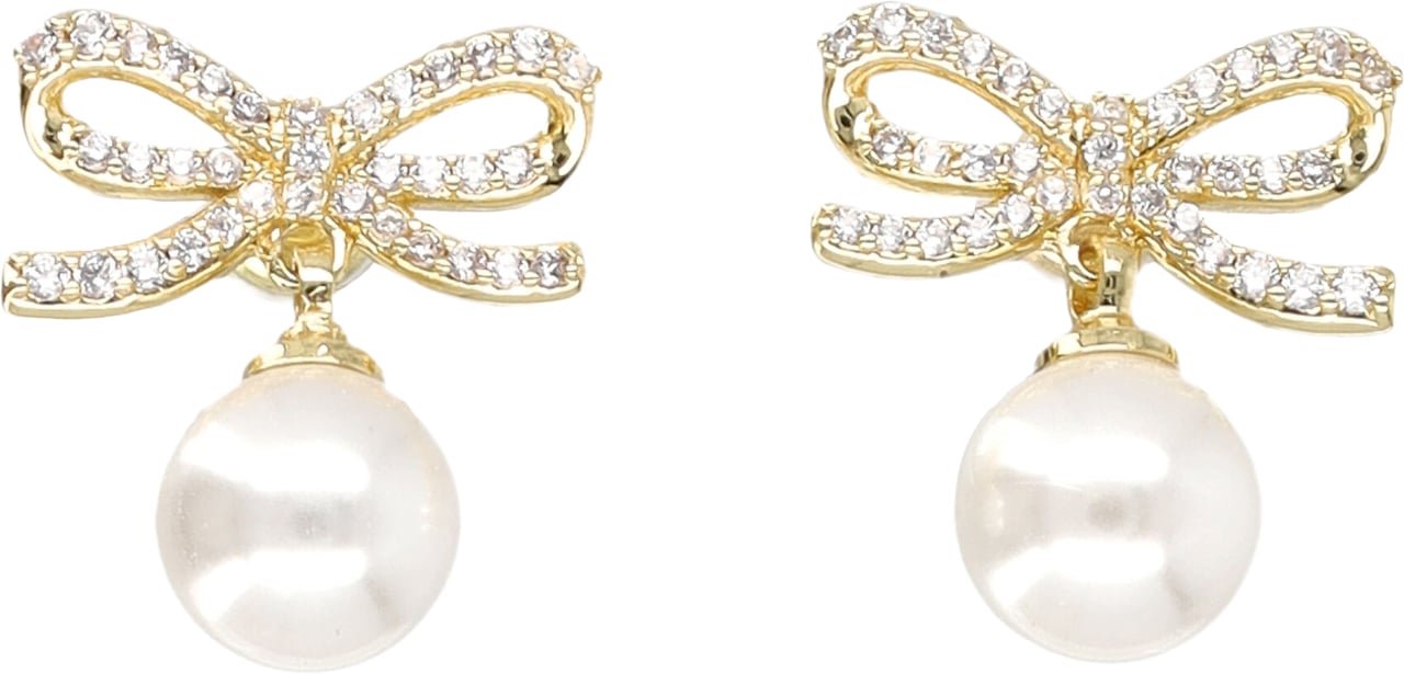 Self-Portrait Gold Bow Pearl Earrings Oro Goud