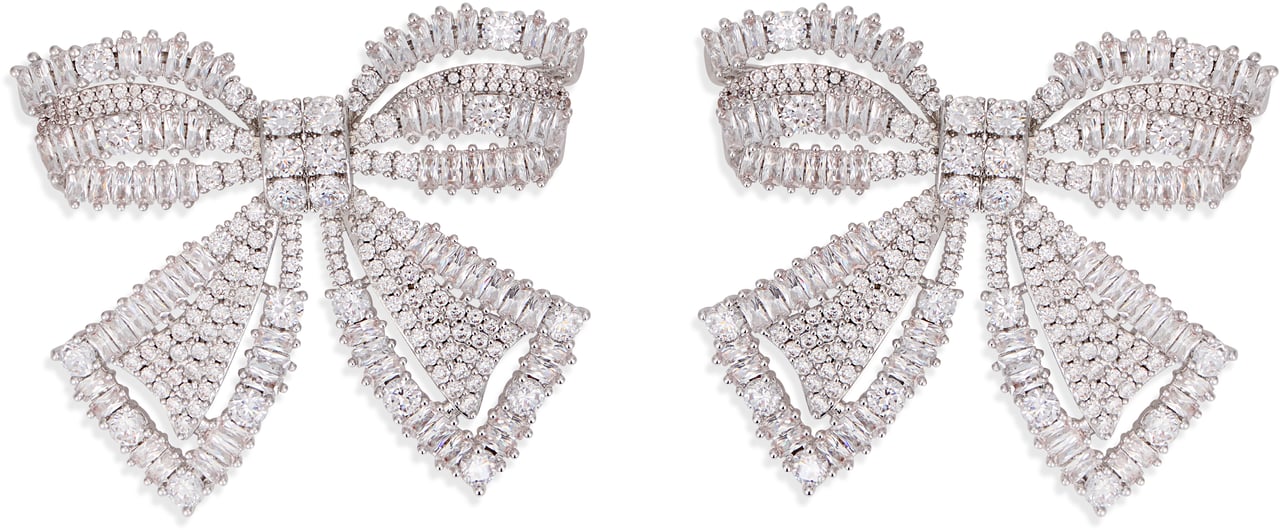 Self-Portrait Bow earrings with crystals Zilver