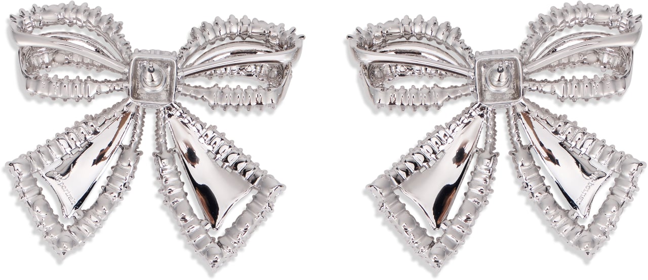 Self-Portrait Bow earrings with crystals Zilver