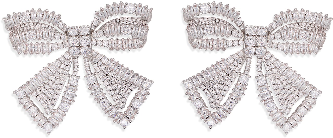 Self-Portrait Bow earrings with crystals Zilver