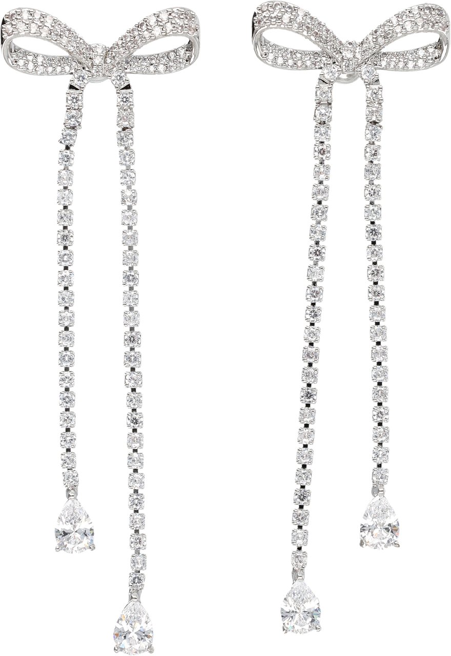 Self-Portrait Crystal Bow Dangle Earring Argento Zilver