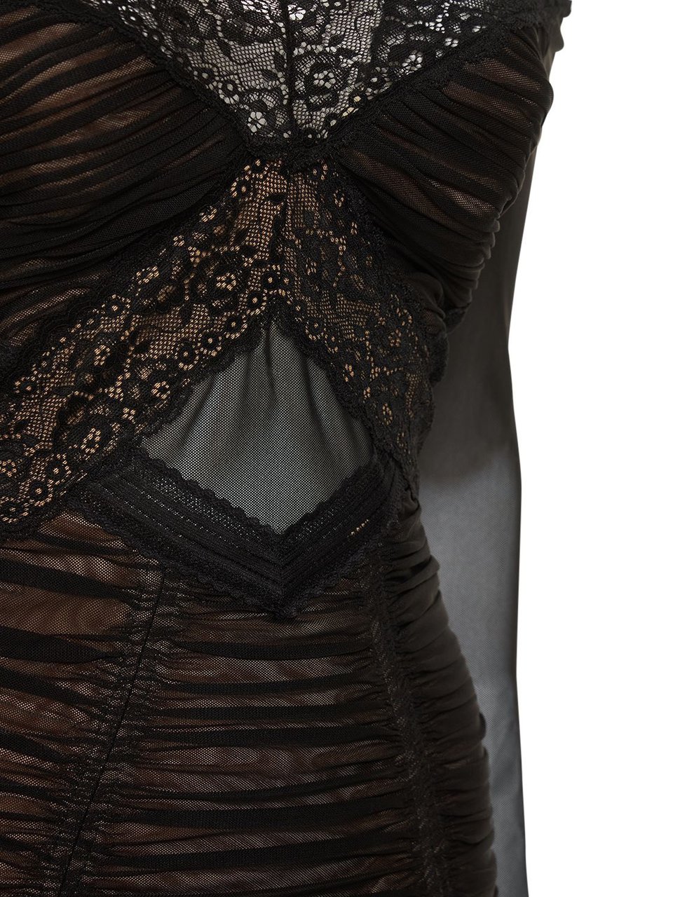 Self-Portrait Elegant black dress with sheer sleeves Zwart