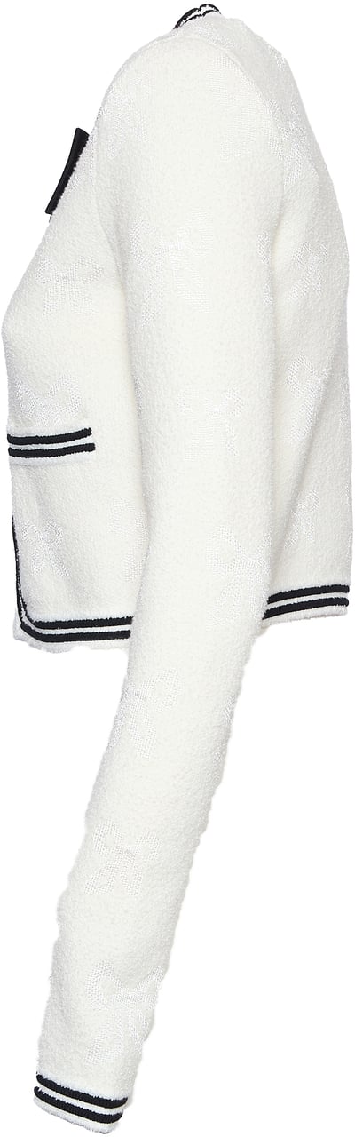 Self-Portrait Giacca Cardigan Jacquard Con Spilla Beige