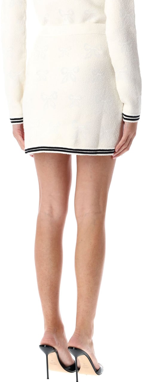 Self-Portrait Bow jacquard mini skirt Beige