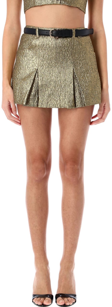 Self-Portrait Mini Skirt Gold Oro Goud