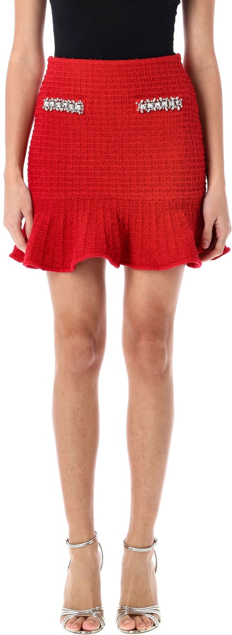 Self-Portrait Textured knit mini skirt Rood