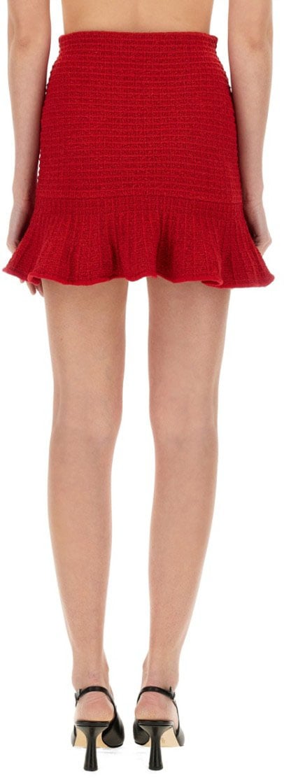 Self-Portrait Textured Knit Skirt Rood