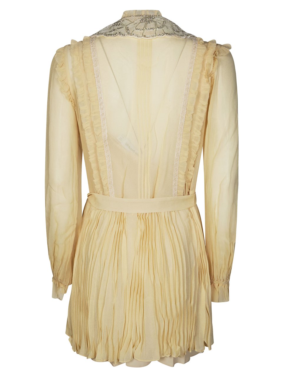 Self-Portrait Georgette Flared Pleated Mini Dress Neutraal