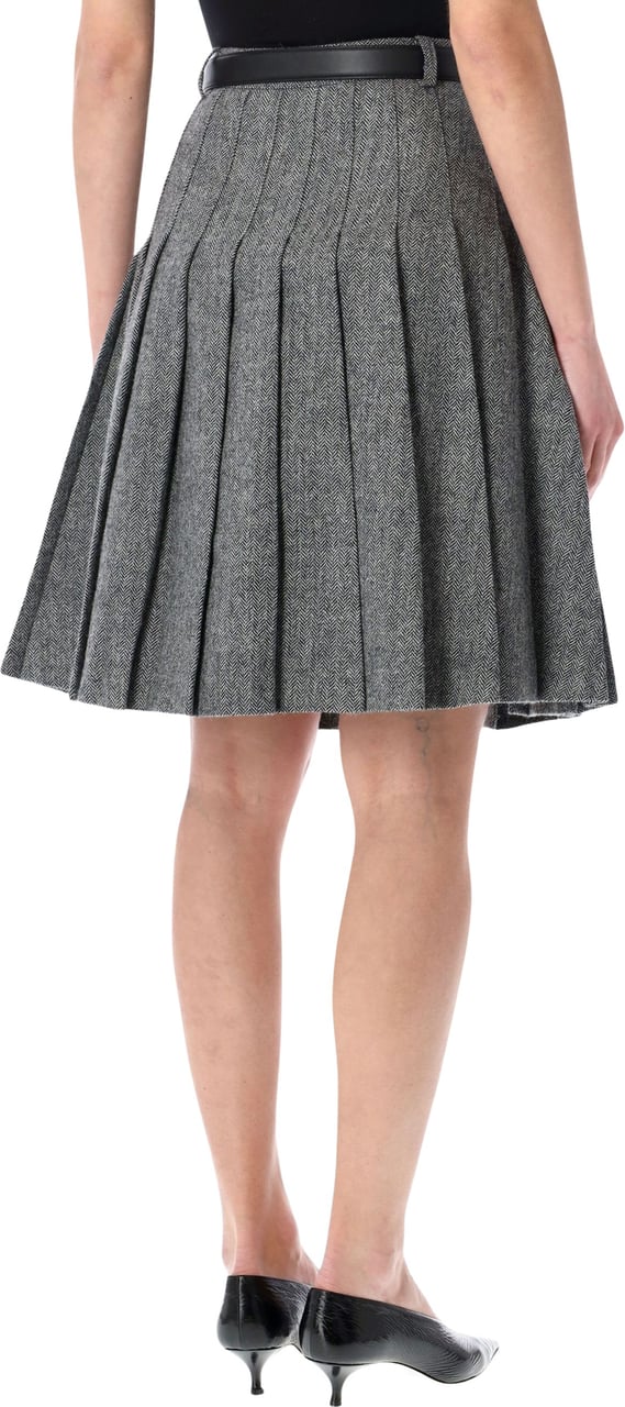 Self-Portrait Self-Portrait herringbone pleated midi skirt Grijs