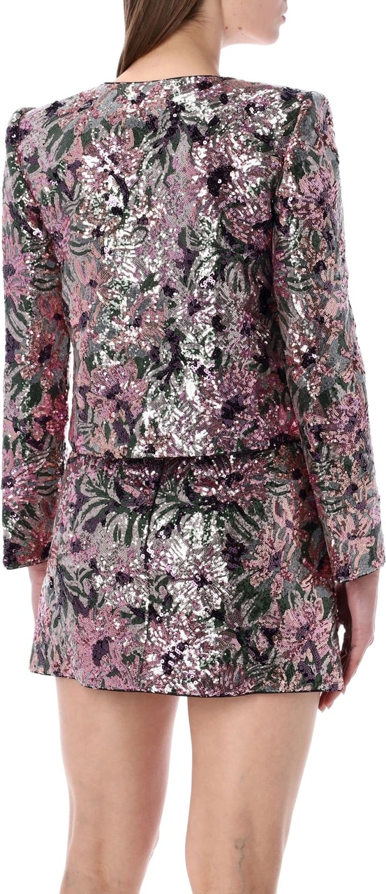 Self-Portrait Sequin Cropped Jacket Rosso Divers