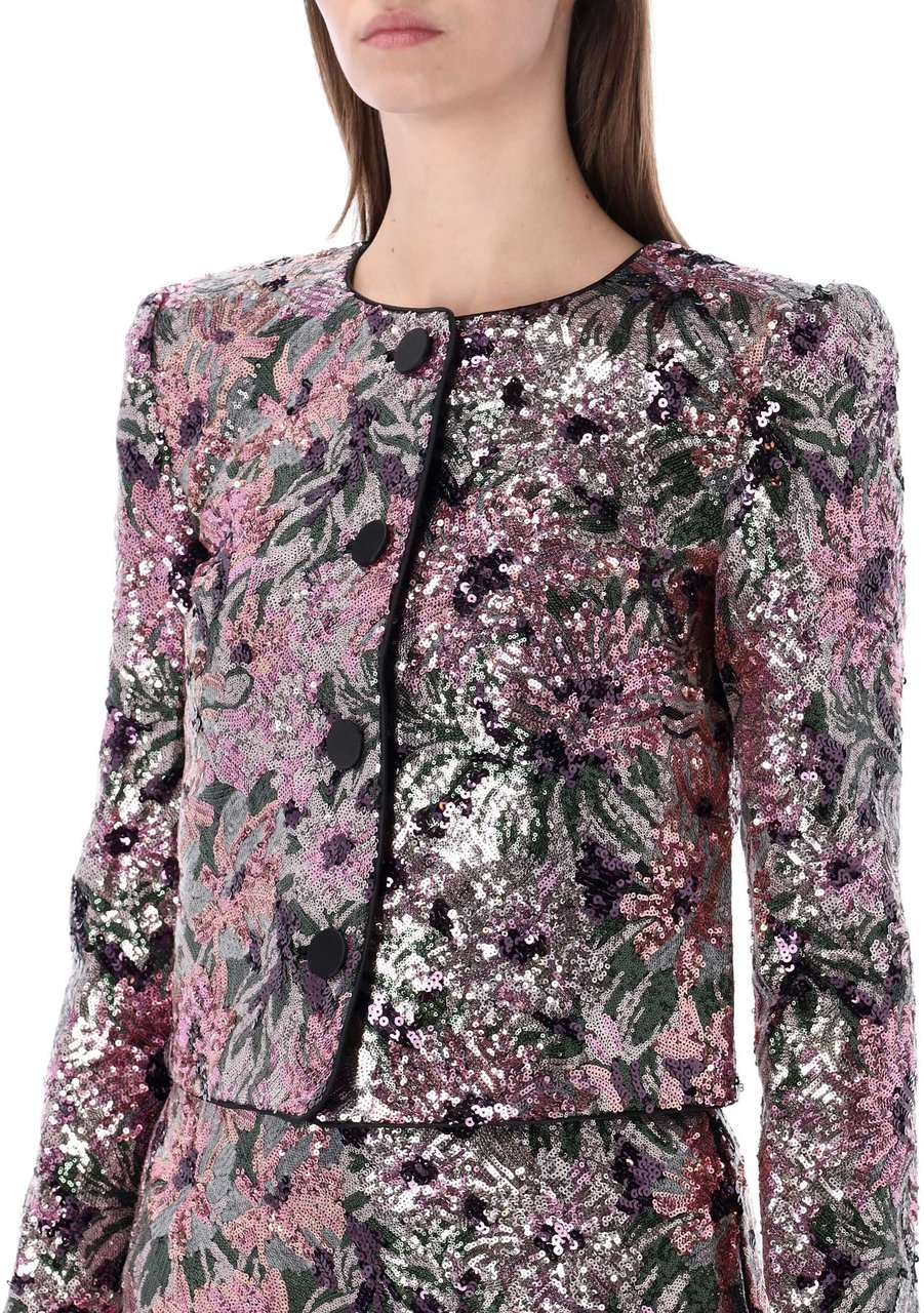 Self-Portrait Sequin Cropped Jacket Rosso Divers