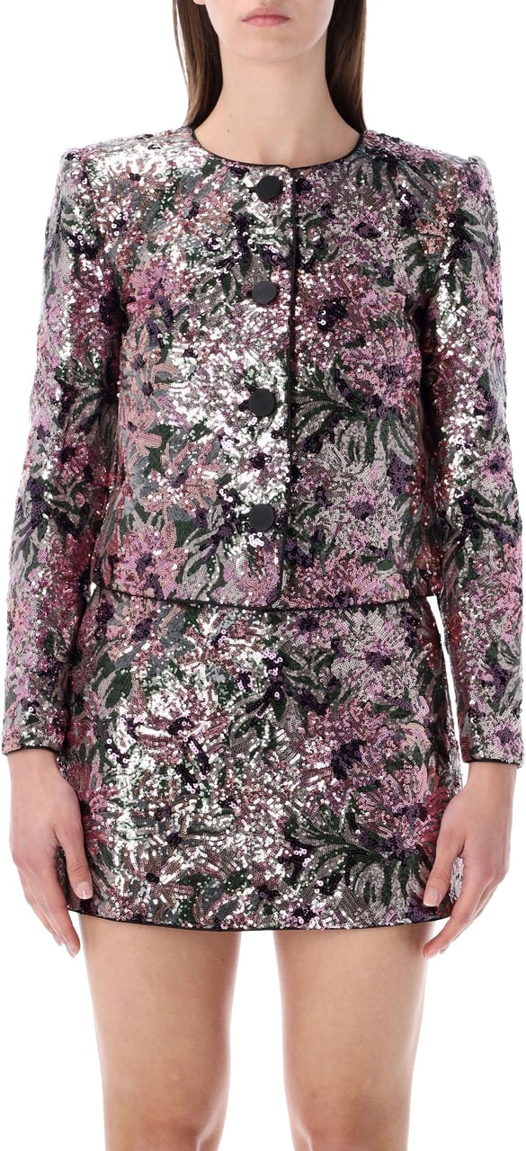Self-Portrait Sequin Cropped Jacket Rosso Divers