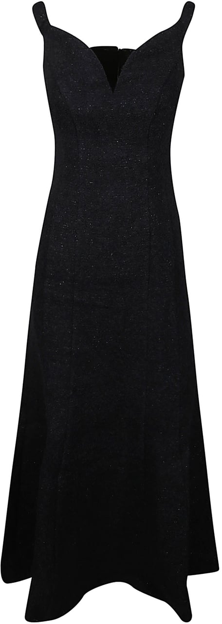 Self-Portrait Boucle Midi Dress Black Zwart