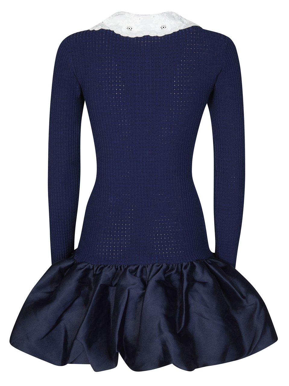 Self-Portrait Blue Scalloped Collar Taffeta Mini Dress Zwart