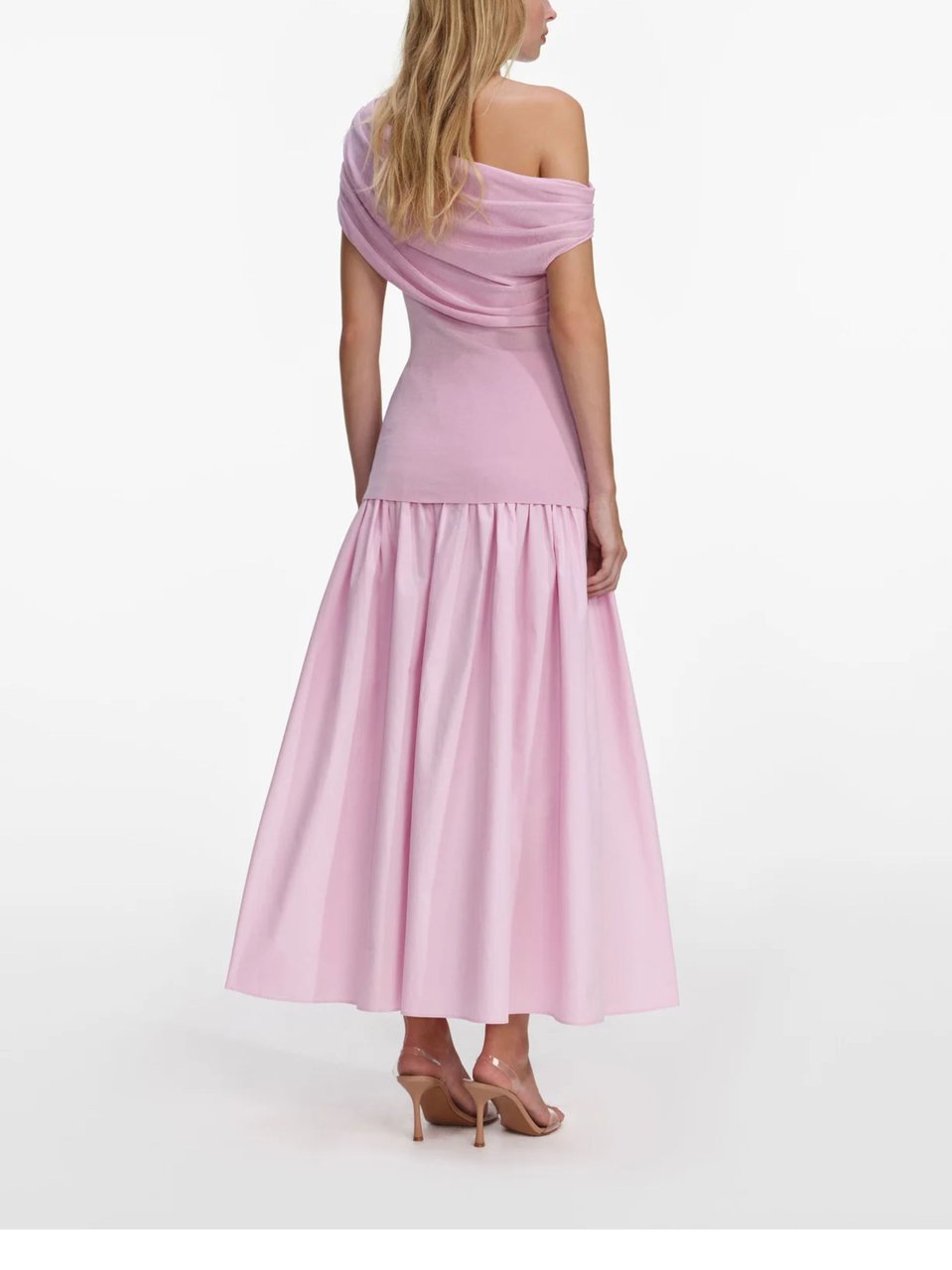 Self-Portrait Pink Jeweled Buttons Midi Dress Neutraal