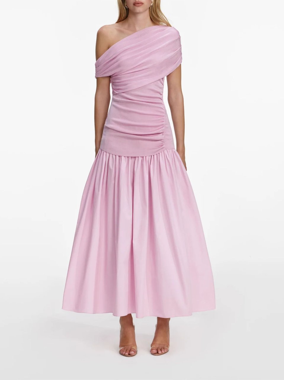 Self-Portrait Pink Jeweled Buttons Midi Dress Neutraal