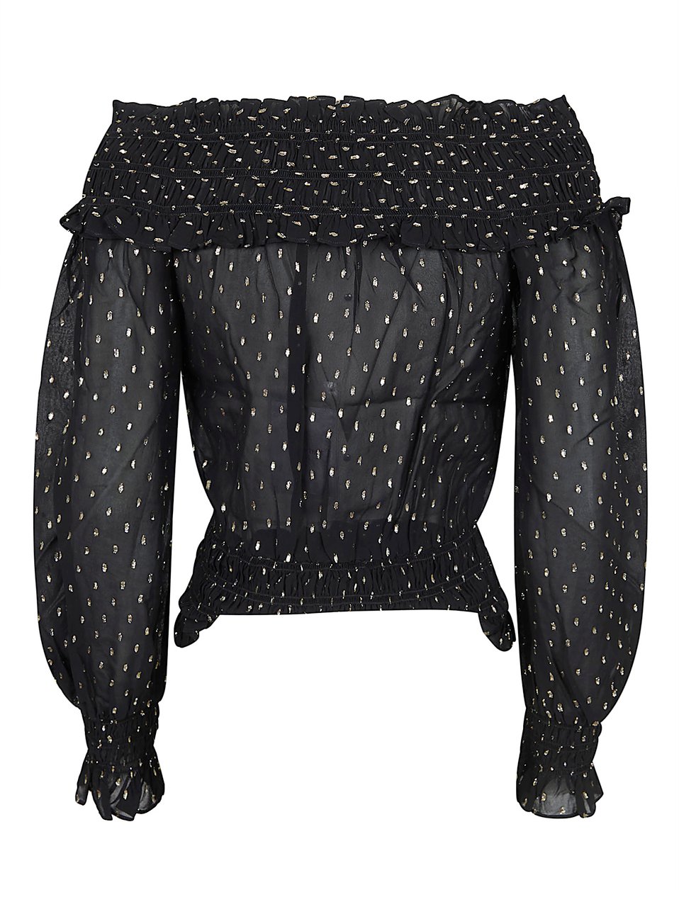 SELF-PORTRAIT BLACK AND GOLD CHIFFON TOP Zwart