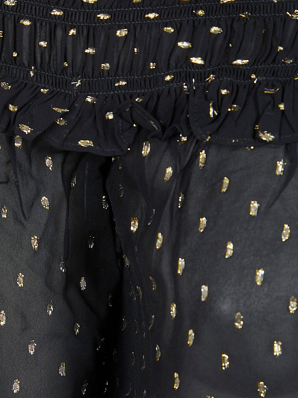 SELF-PORTRAIT BLACK AND GOLD CHIFFON TOP Zwart