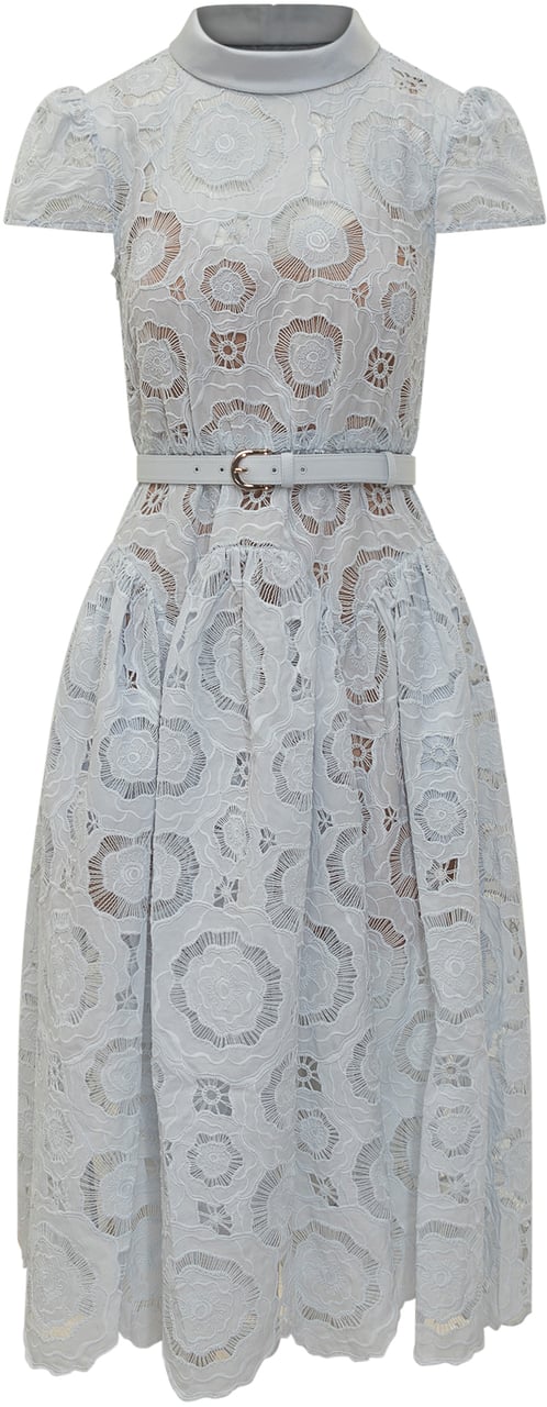 Self-Portrait Abito Midi in Pizzo Floreale Wit