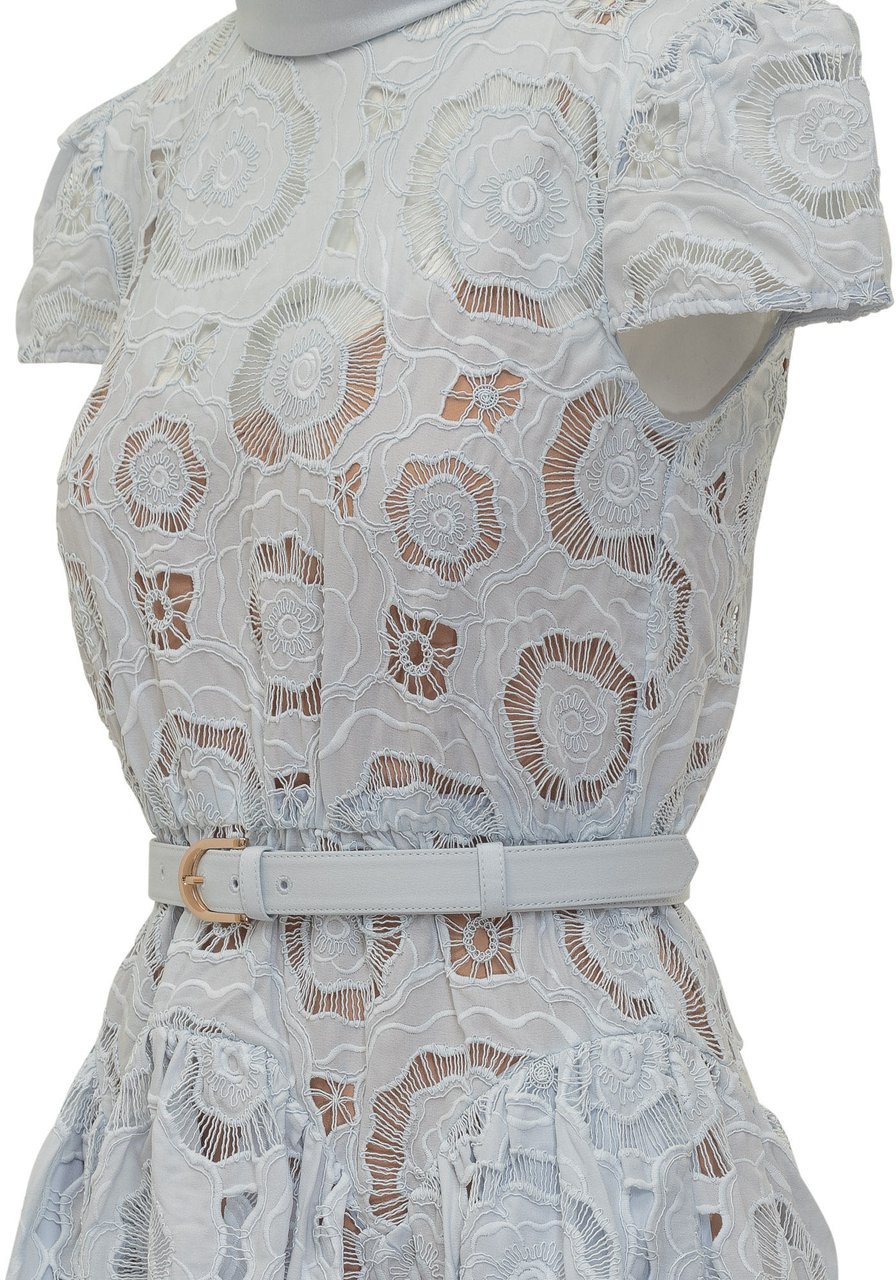 Self-Portrait Abito Midi in Pizzo Floreale Wit