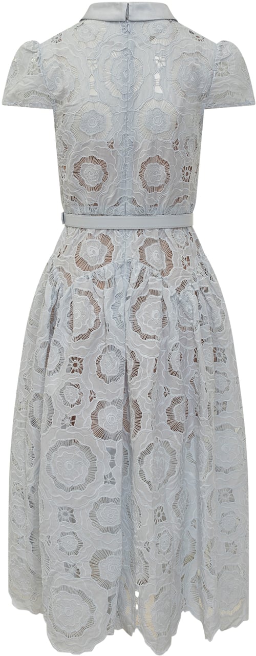 Self-Portrait Abito Midi in Pizzo Floreale Wit