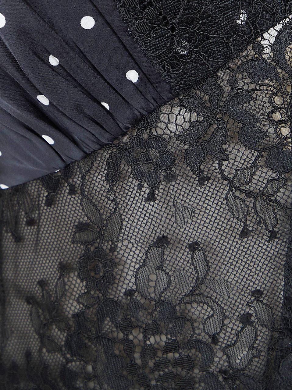 Self-Portrait SELF-PORTRAIT POLKA DOT SATIN LACE MAXI DRESS Zwart