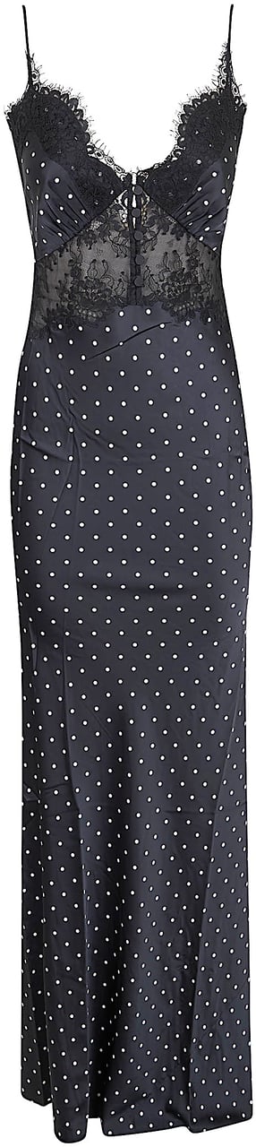 Self-Portrait SELF-PORTRAIT POLKA DOT SATIN LACE MAXI DRESS Zwart
