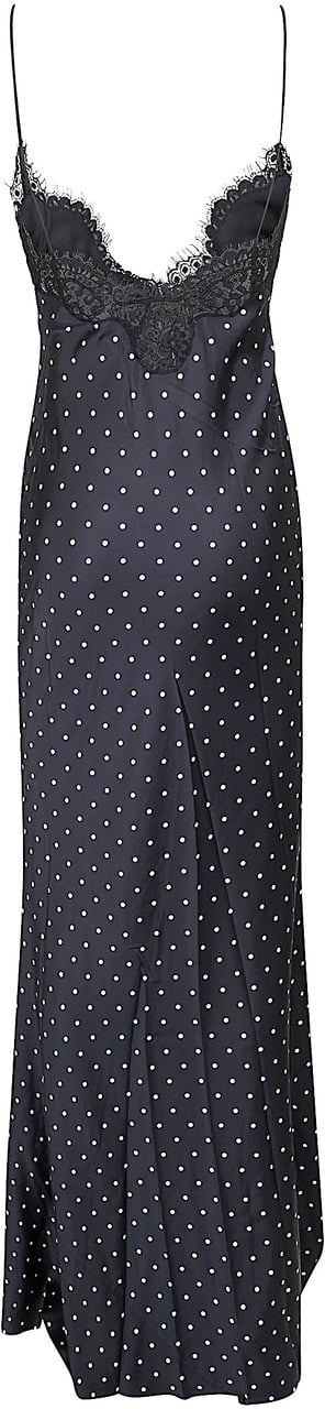 Self-Portrait SELF-PORTRAIT POLKA DOT SATIN LACE MAXI DRESS Zwart