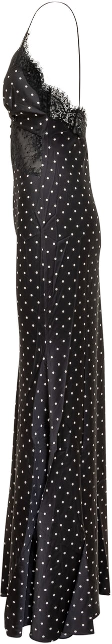 Self-Portrait Abito Maxi a Pois con Pizzo Zwart