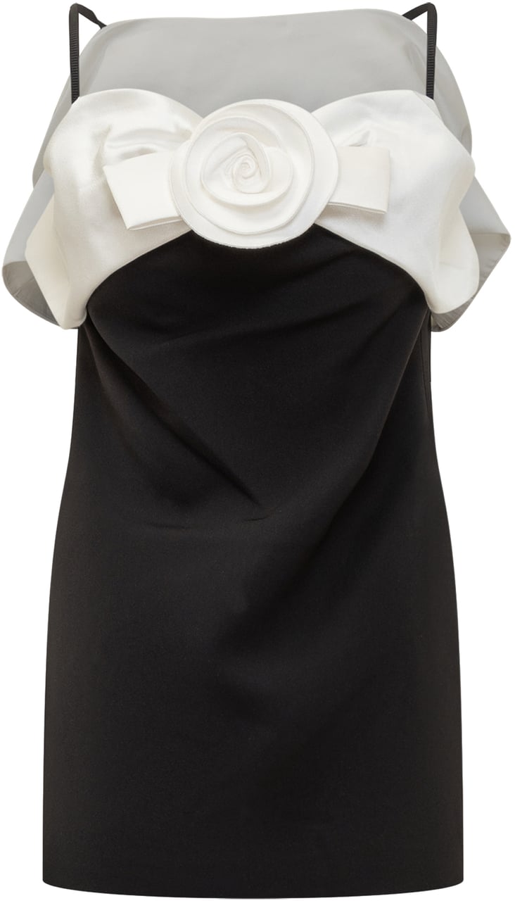 Self-Portrait Abito Corto Con Fiore Zwart