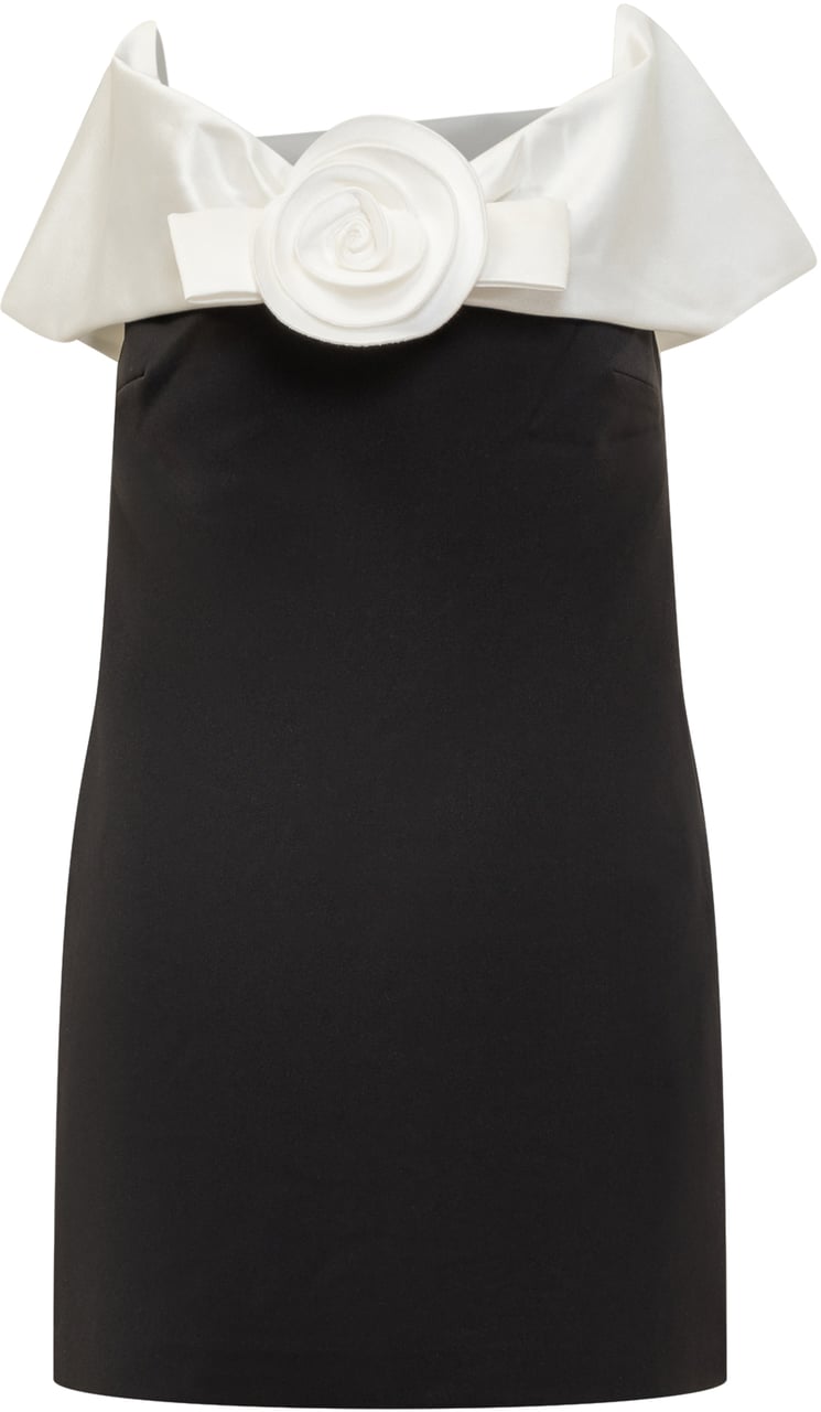 Self-Portrait Abito Corto Con Fiore Zwart
