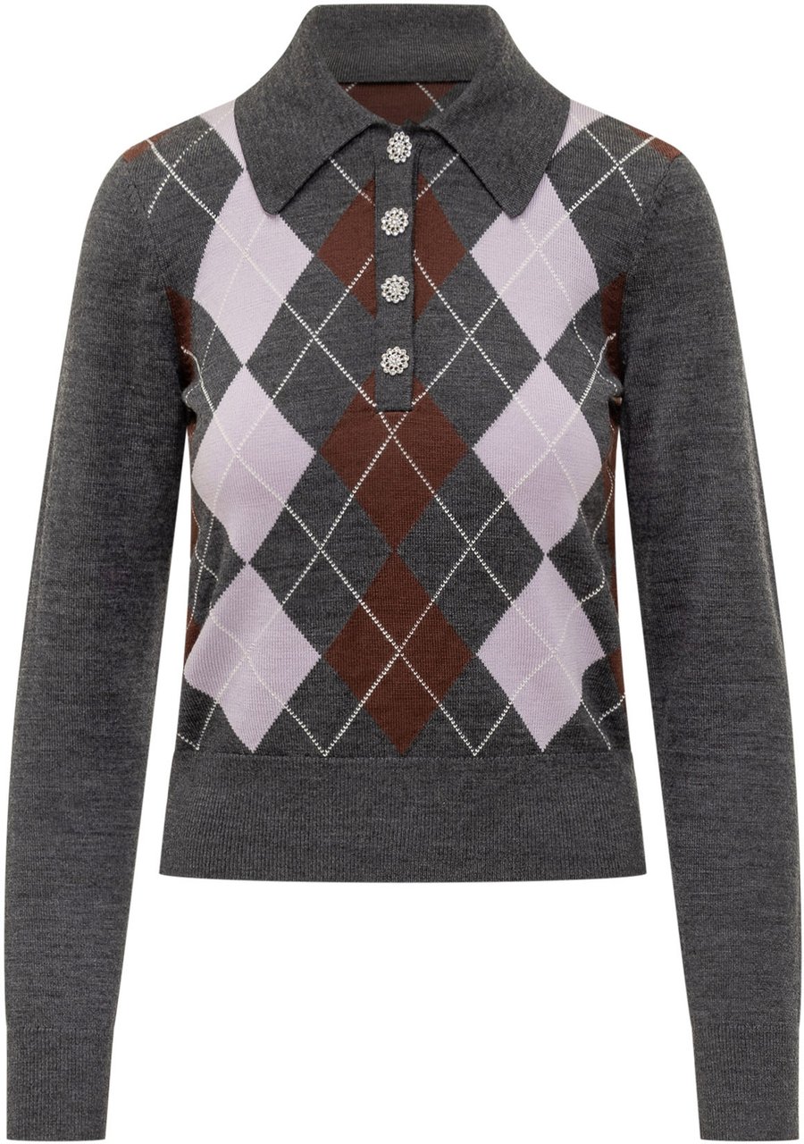 Self-Portrait Lightweight Jumper Donkergrijs