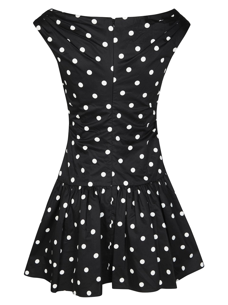 Self-Portrait Polka Dot Cap Sleeves Flared Mini Dress Zwart