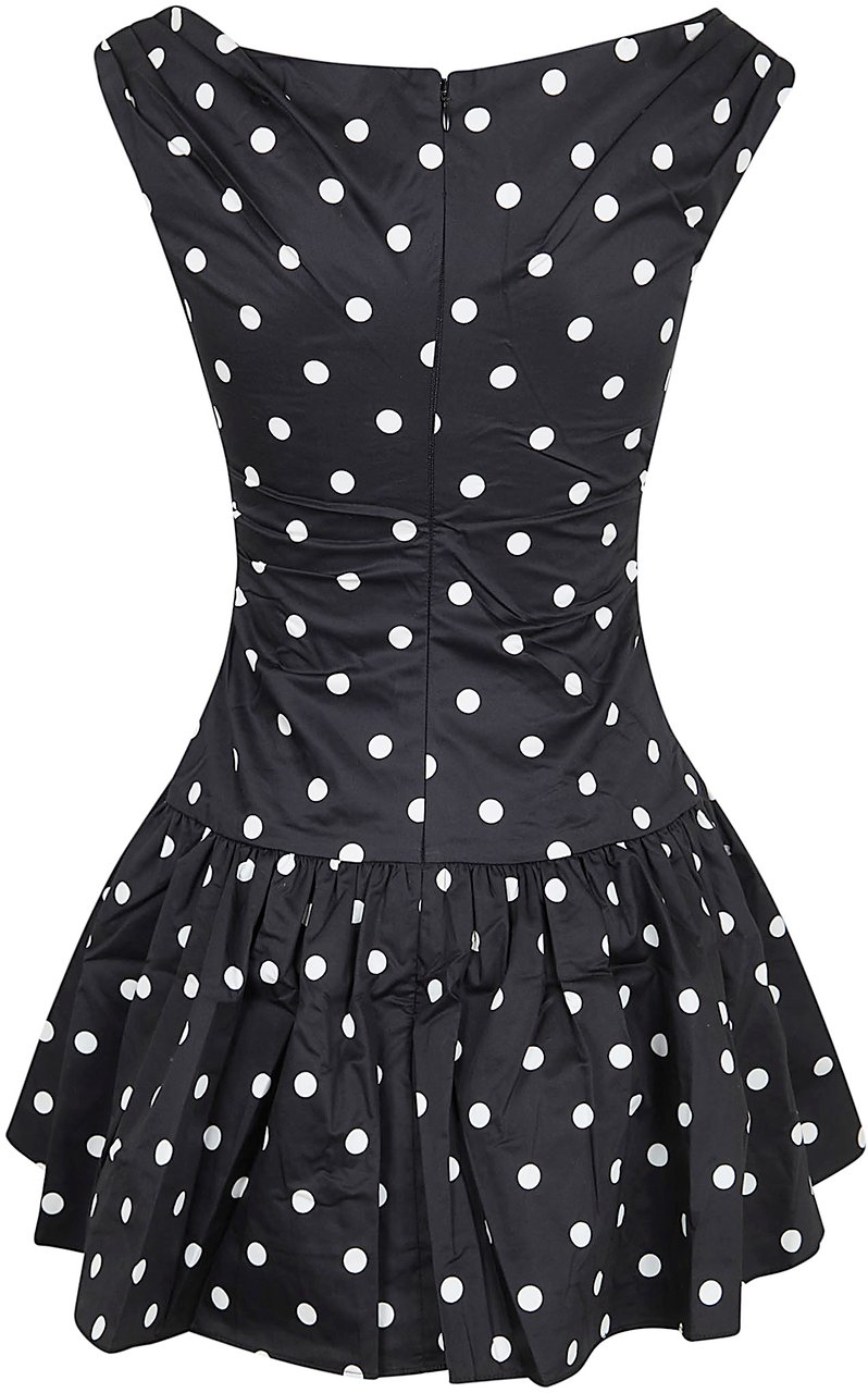 Self-Portrait SELF-PORTRAIT BLACK POLKA DOT COTTON MINI DRESS Zwart