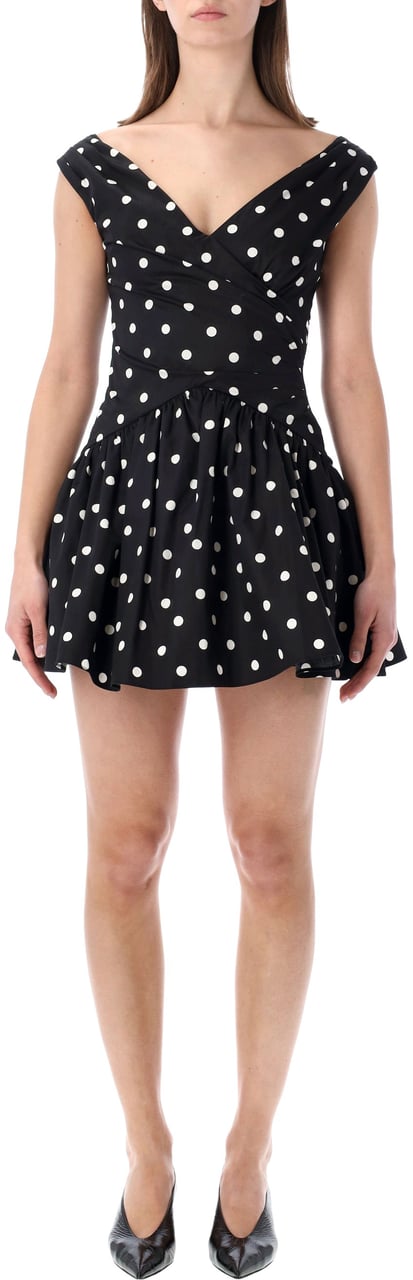 Self-Portrait Polka Dot Mini Dress Black White Dot Zwart