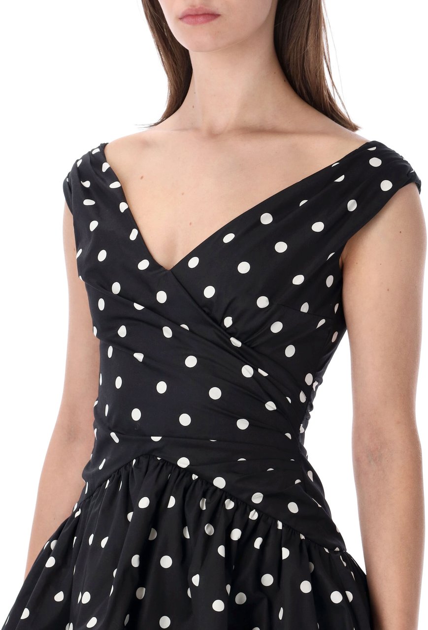 Self-Portrait Polka Dot Mini Dress Black White Dot Zwart