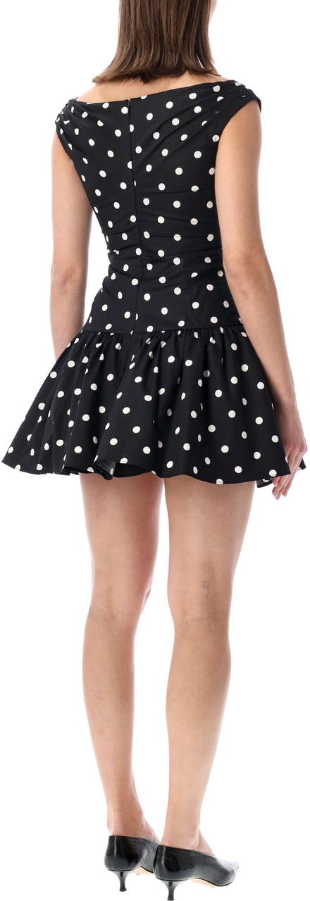Self-Portrait Polka Dot Mini Dress Black White Dot Zwart