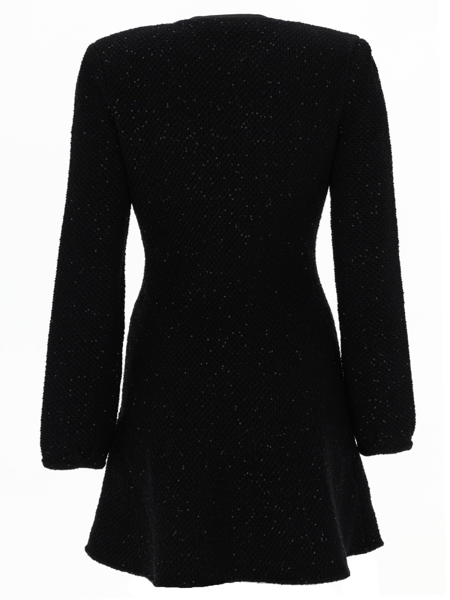 Self-Portrait Textured Cotton-Blend Cut-Out Mini Dress Zwart